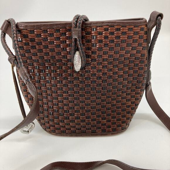 Brighton 652372 Brown leather basket weave crossbody - Picture 2 of 11